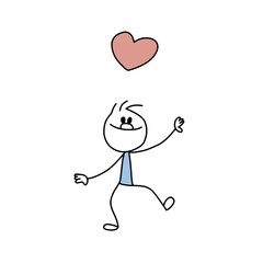 funny stickman holding heart