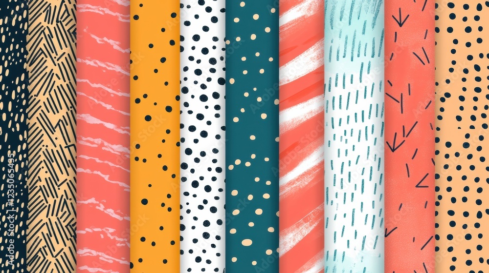 Aufkleber colorful collection of various patterns showcasing modern design in a creative arrangement. generati