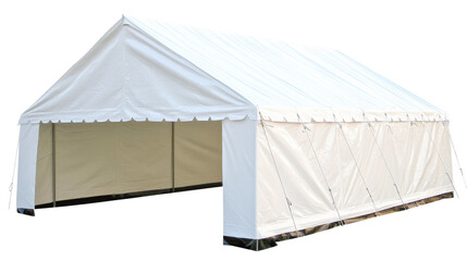 Large white event tent with transparent background for easy isolation
