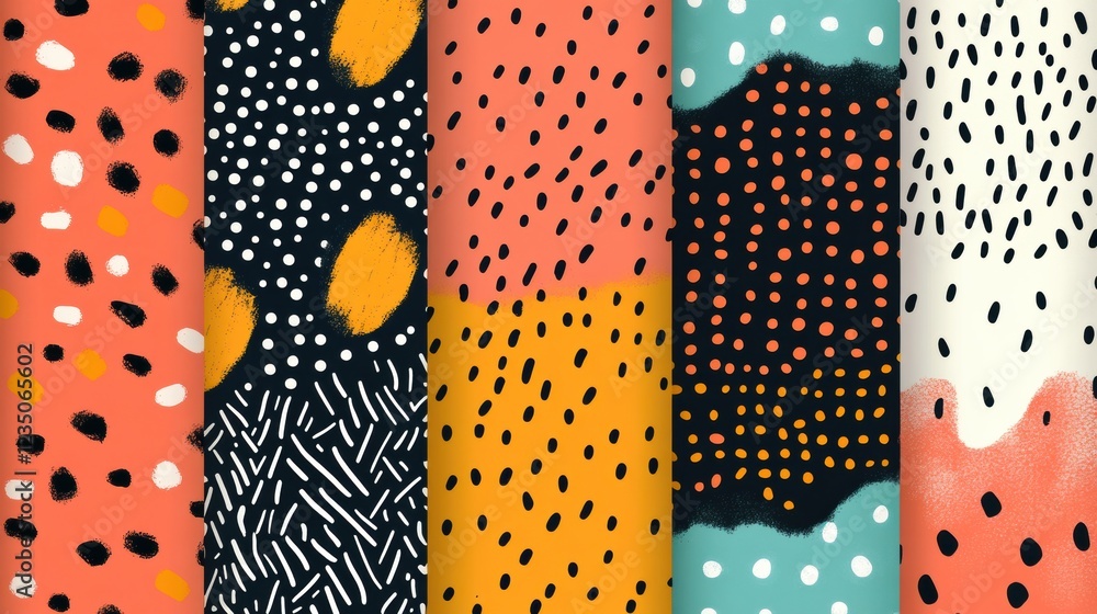 Aufkleber colorful abstract patterns featuring dots and shapes in a modern artistic design. generative ai