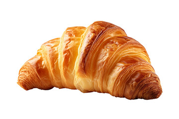 Crispy French Croissant isolated on transparent background