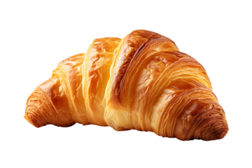 Crispy French Croissant isolated on transparent background
