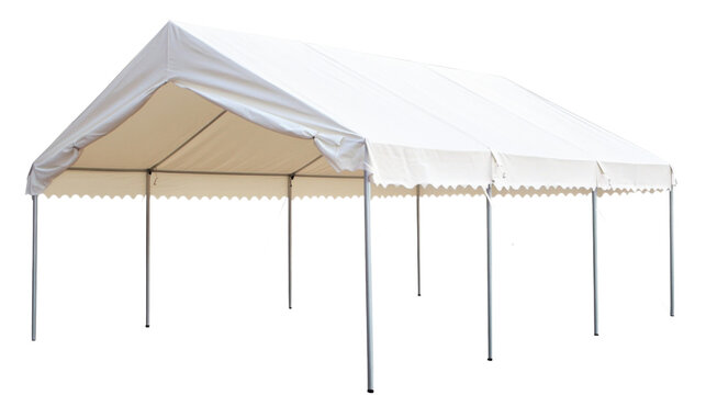 Large white event tent providing shelter with transparent background