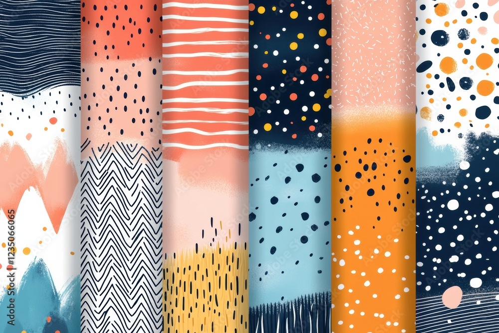Poster colorful geometric patterns set against a dark background create a vibrant design for home decor or 