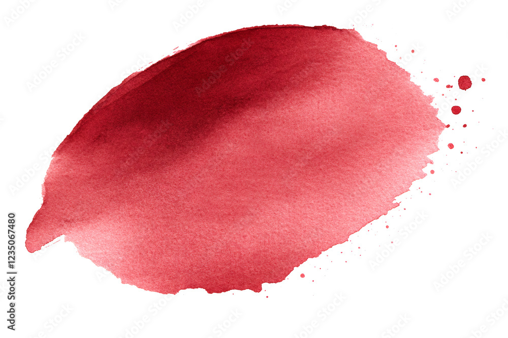 Poster Red watercolor stain creating an artistic textured background, perfect for adding a touch of color to any design project
