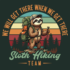 Sloth hiking team graphic design