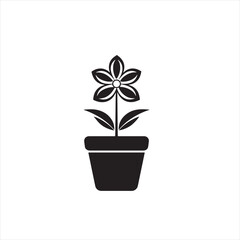  Minimalist flower pot Silhouette Vector