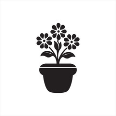  Minimalist flower pot Silhouette Vector
