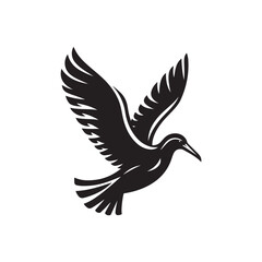 Black Color Albatross silhouette design Vector Illustration, Solid White Background (4).eps