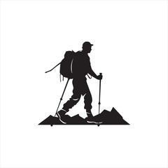 Fototapeta premium Minimalist Hiking Silhouette Vector