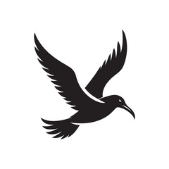 Black Color Albatross silhouette design Vector Illustration, Solid White Background (6).eps