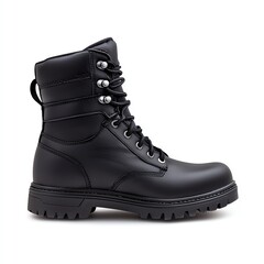 Stylish black leather boots with rugged soles, ideal for outdoor adventures or casual wear. Durable design provides comfort and support for various activities.