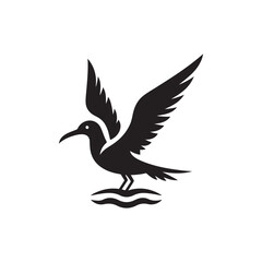 Black Color Albatross silhouette design Vector Illustration, Solid White Background (9).eps