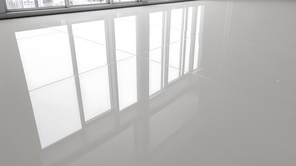 Obraz premium Polished Floor Reflecting Window Frames and Light
