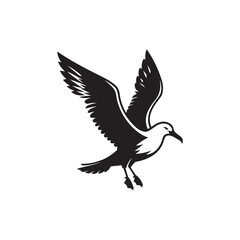 Black Color Albatross silhouette design Vector Illustration, Solid White Background (10).eps