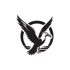 Black Color Albatross silhouette design Vector Illustration, Solid White Background (11).eps