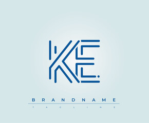 KE Technology Letter  Logo Template. This tech letter logo is a graphic mark that uses letters to represent a technology company.