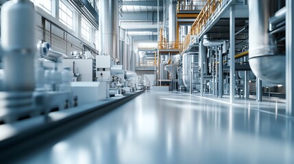 Obraz premium Modern factory interior, machinery, production, industrial, clean, bright, technology, workflow