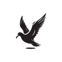 Black Color Albatross silhouette design Vector Illustration, Solid White Background (18).eps