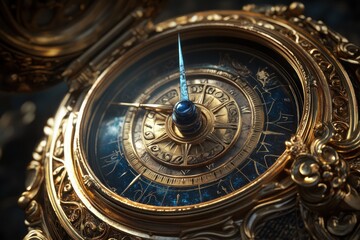 Obraz premium Antique Ornate Compass: A Celestial Timepiece