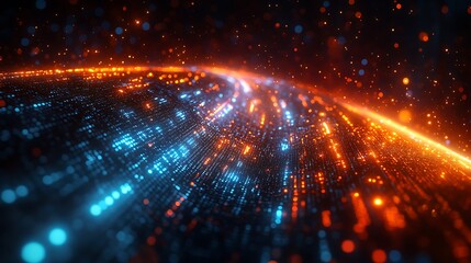 Obraz premium A swirling mass of blue and orange lights, resembling a cosmic highway.