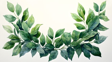 Naklejka premium Vibrant Green Laurel Wreath Watercolor Painting Perfect for Wedding Invitations, Logos, and Decorative Designs.