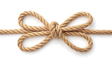 Nautical Rope Tied in a Bow Knot on White Background image