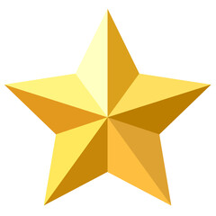5-pointed golden star with gradient, creating a glowing effect, representing quality,achievement. award ceremonies, achievement recognition, celebration banners. brilliance,achievement,shining star.3D