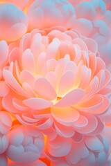 Soft, glowing petals of a delicate flower bloom.