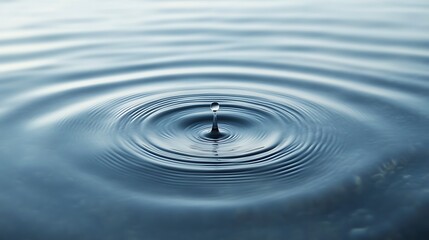 Water droplet falling creating concentric ripples