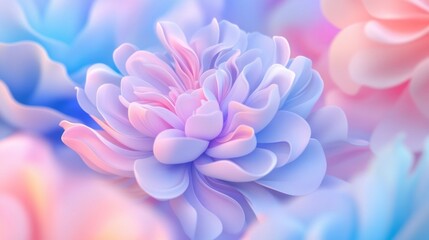 Fototapeta premium Soft pastel flower, digitally rendered, delicate petals.