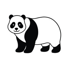 Panda Silhouette Vector Art Illustration and Unique Panda Black Color Design