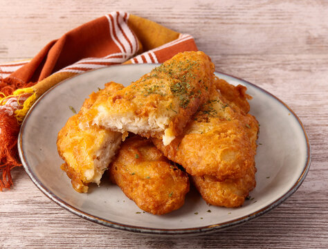 Fried crispy haddock fillets
