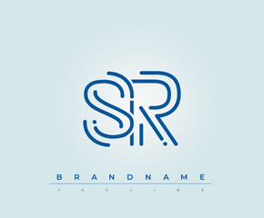 SR Technology Letter  Logo Template. This tech letter logo is a graphic mark that uses letters to represent a technology company.
