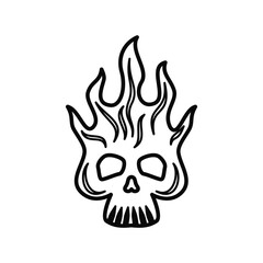 Human skull with burning fire flame logo design for dangerous business or symbol
