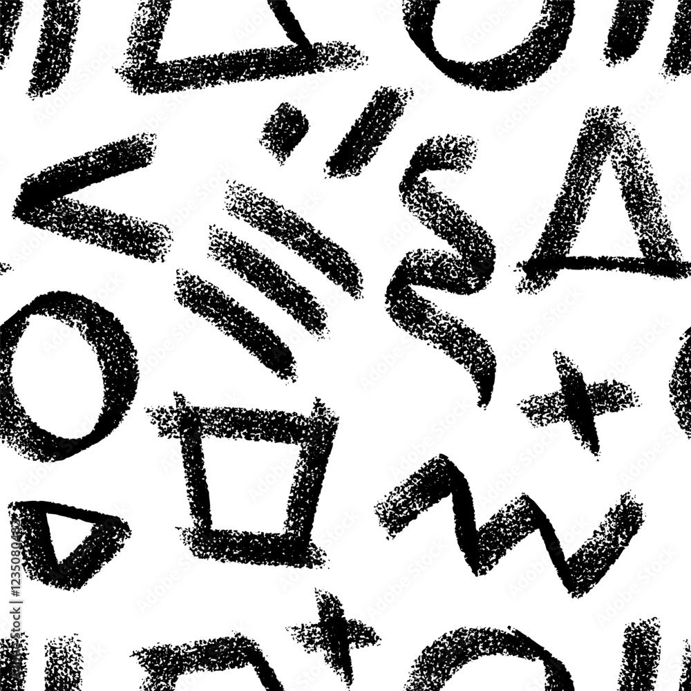 Poster various hand drawn shapes and doodle objects as a backdrop. vector seamless pattern with various sym