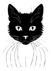 Cat . Animal black and white illustration . Logo design, for use in graphics.