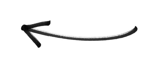 Hand-drawn Black marker arrow isolated on transparent background, arrow mark hand drawn. Arrows icon. Arrow drawn with black marker on white background