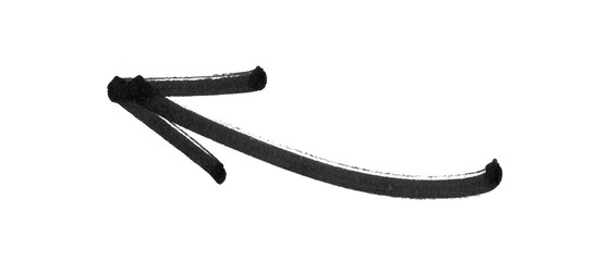 Hand-drawn Black marker arrow isolated on transparent background, arrow mark hand drawn. Arrows icon. Arrow drawn with black marker on white background