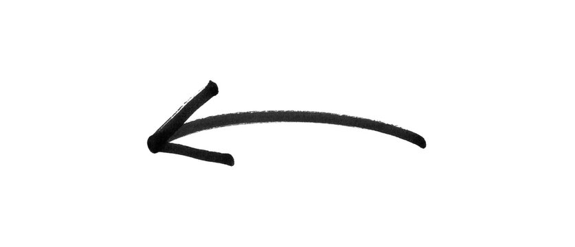Hand-drawn Black marker arrow isolated on transparent background, arrow mark hand drawn. Arrows icon. Arrow drawn with black marker on white background