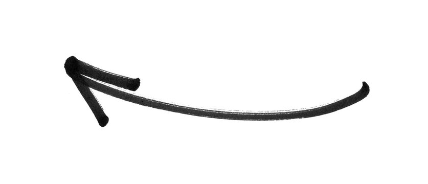 Hand-drawn Black marker arrow isolated on transparent background, arrow mark hand drawn. Arrows icon. Arrow drawn with black marker on white background