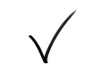 Hand-Drawn Black Checkmark Marker Stroke on a White Background © Pixora