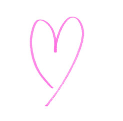 Hand-drawn Pink marker heart doodle line. Hand-drawn heart symbol. Valentine`s Day. love romance sign. heart icon isolated on a transparent background.	