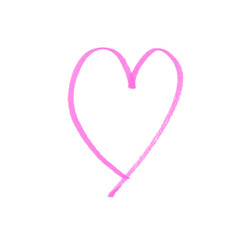 Hand-drawn Pink marker heart doodle line. Hand-drawn heart symbol. Valentine`s Day. love romance sign. heart icon isolated on a transparent background.	