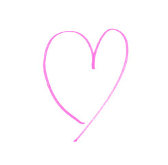 Hand-drawn Pink marker heart doodle line. Hand-drawn heart symbol. Valentine`s Day. love romance sign. heart icon isolated on a transparent background.	