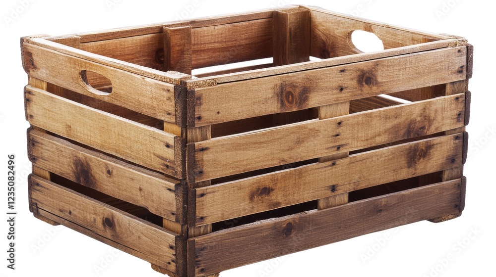 Poster empty wooden crate isolated on transparent background