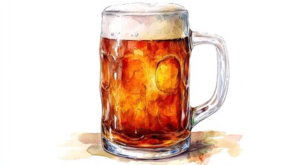 PNG watercolor glass of beer 