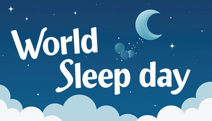 Charming World Sleep Day banner featuring a whimsical design with moon and stars, promoting health awareness and peaceful sleep.