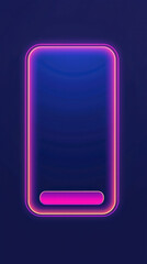 Neon Smartphone: A modern minimalist image of a smartphone glowing with a neon outline and user interface on a backdrop of deep blue