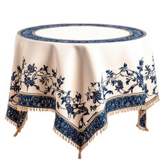 Elegant round tablecloth with floral design for dining occasions